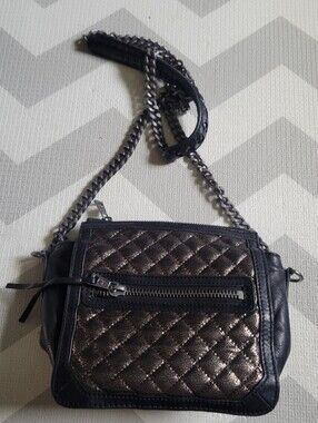 Crossbody Bag WOMENS BLACK Leather Adjustable Strap Zip Pockets